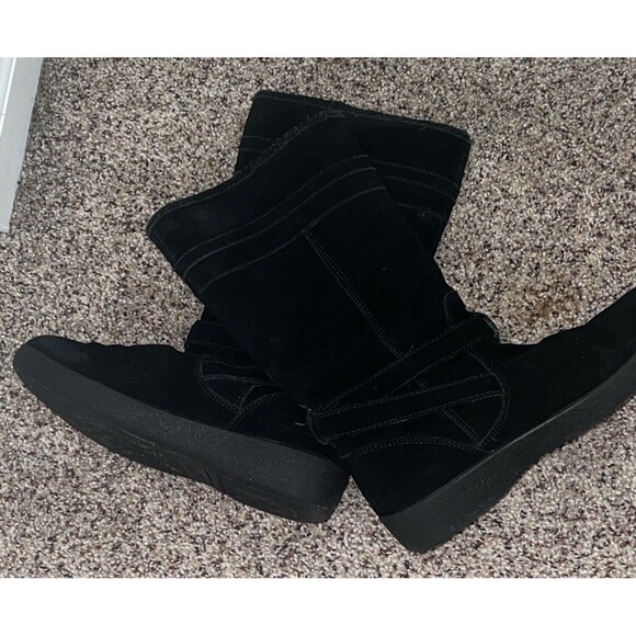 Coach Designer Suede Black Winter Logo Boots Women's Size 7 B - Picture 4 of 6